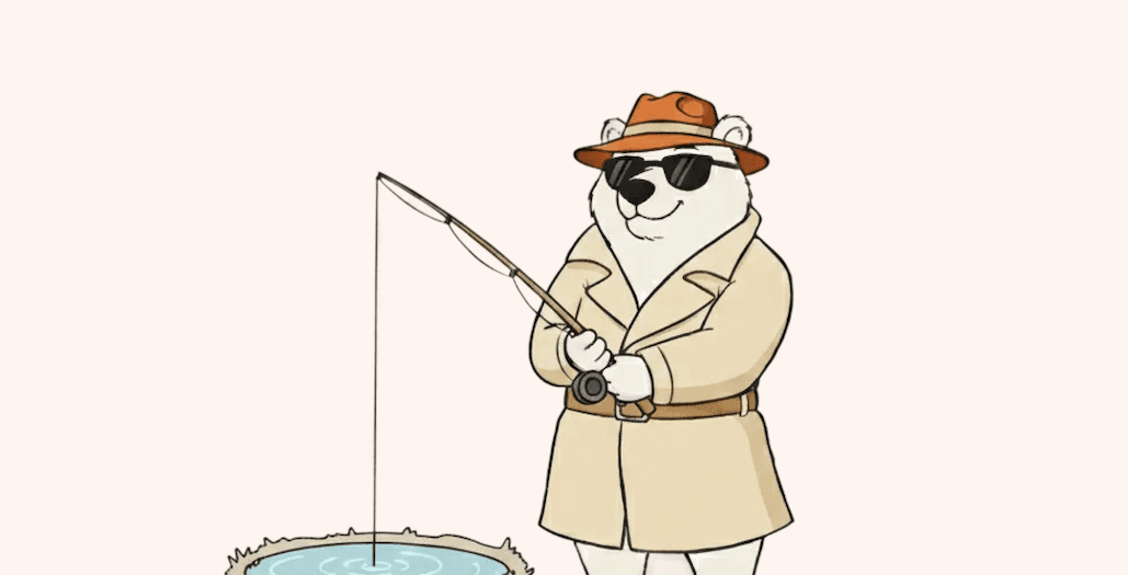 Illustration of a bear fishing in a pond