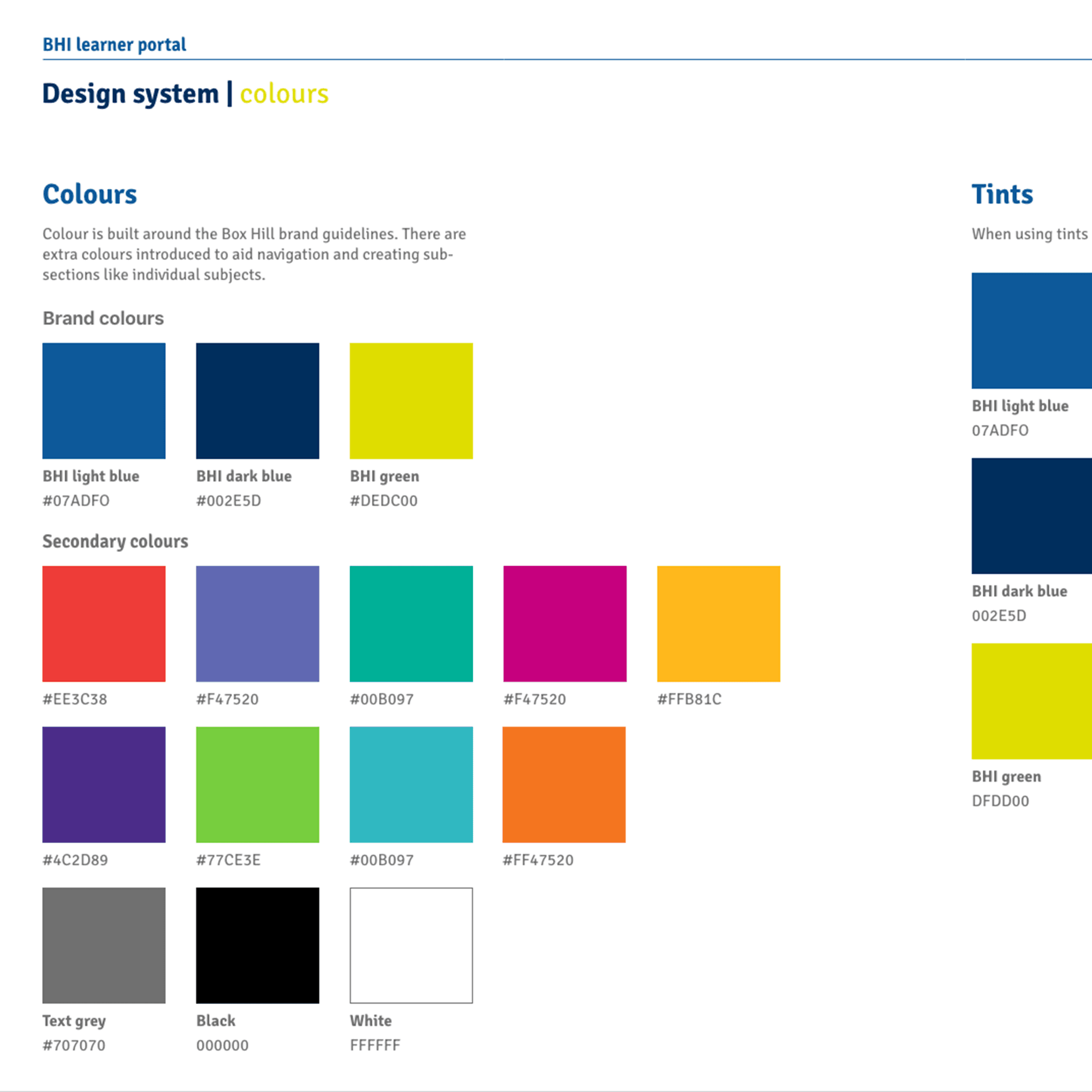 Image of the colour scheme of the A D F site