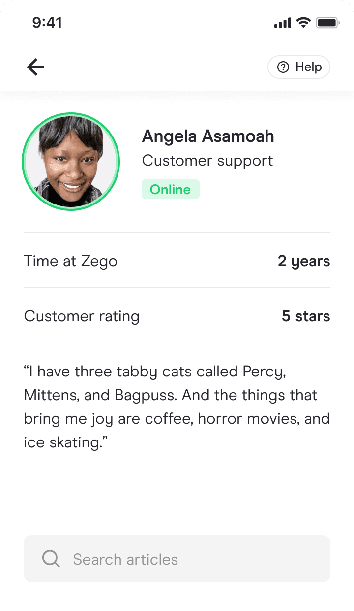 Customer support rep profile