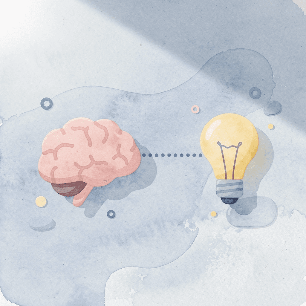 Play button and brain icons connected showing the relationship between play and learning