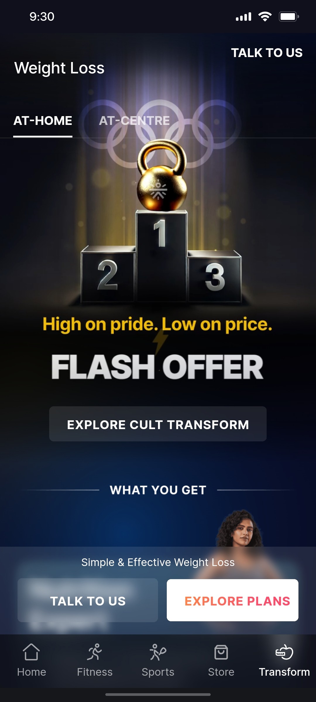 Cult.fit App At Home Screen