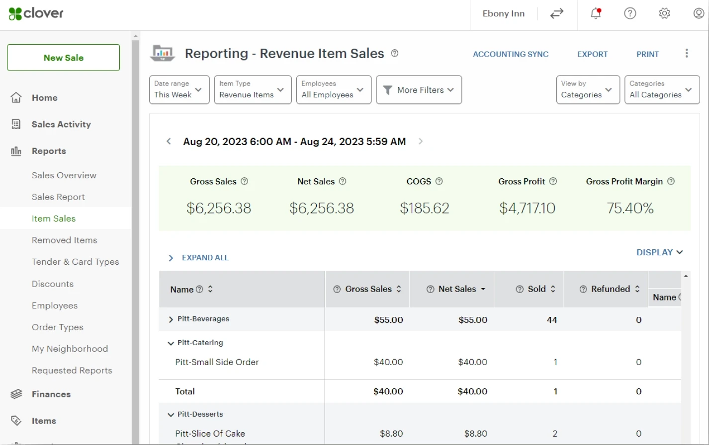 Financial tracking dashboard