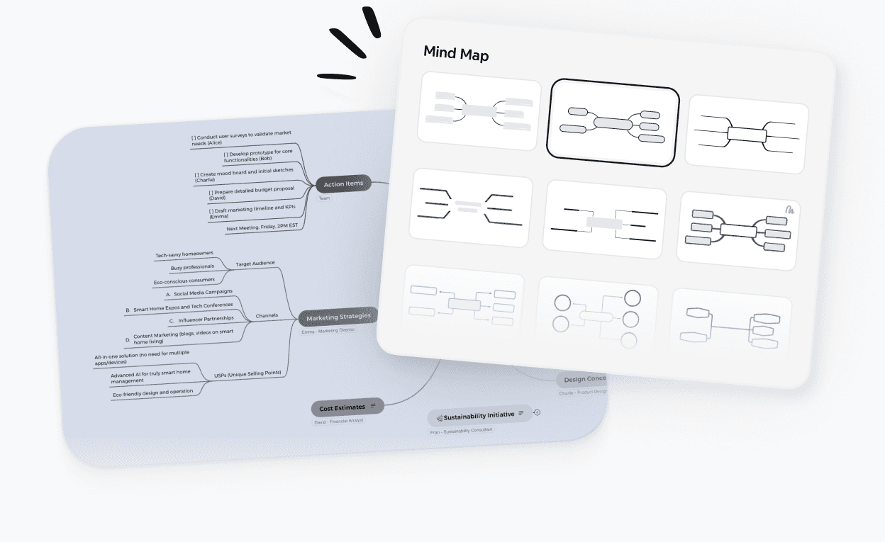 在線心智圖製作工具,隨著想法擴展,顯示結構化的分支