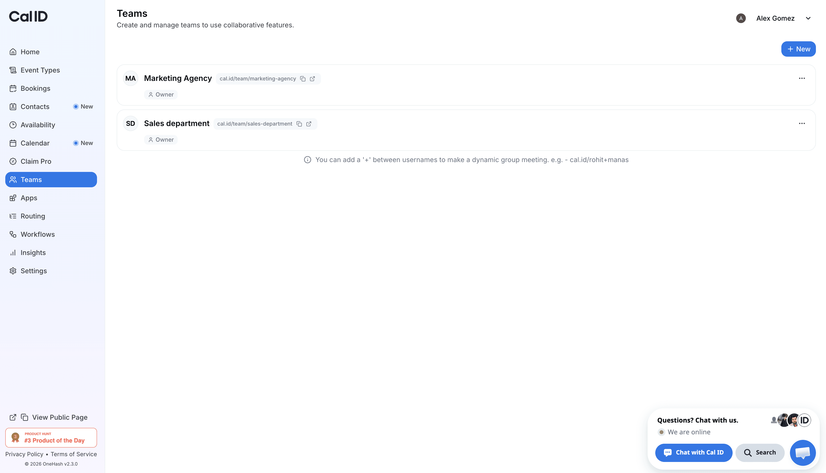 Team scheduling branding in Cal ID round-robin setup