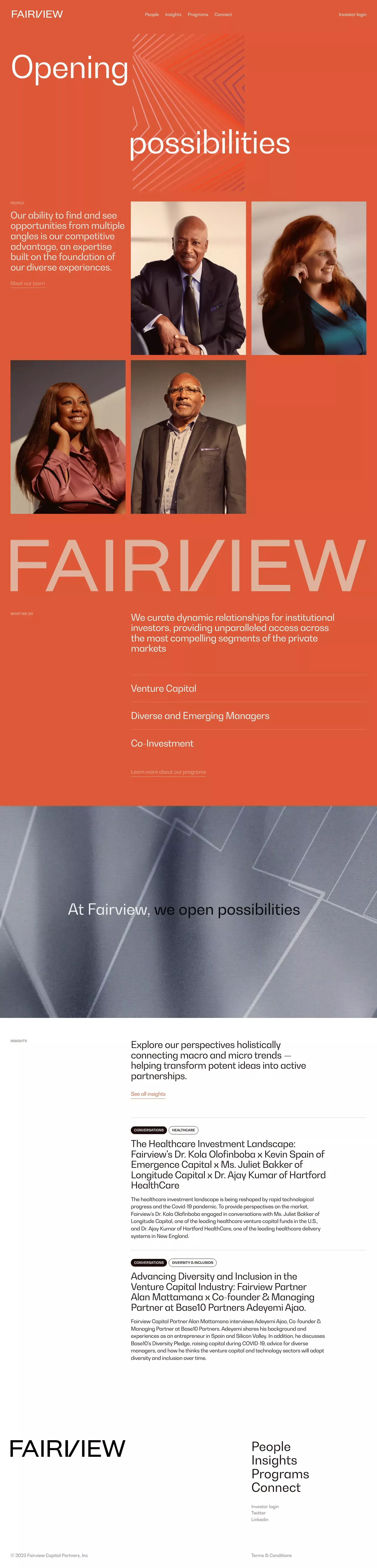 Fairview Capital portfolio page screenshot showcasing Marketing and Finance design