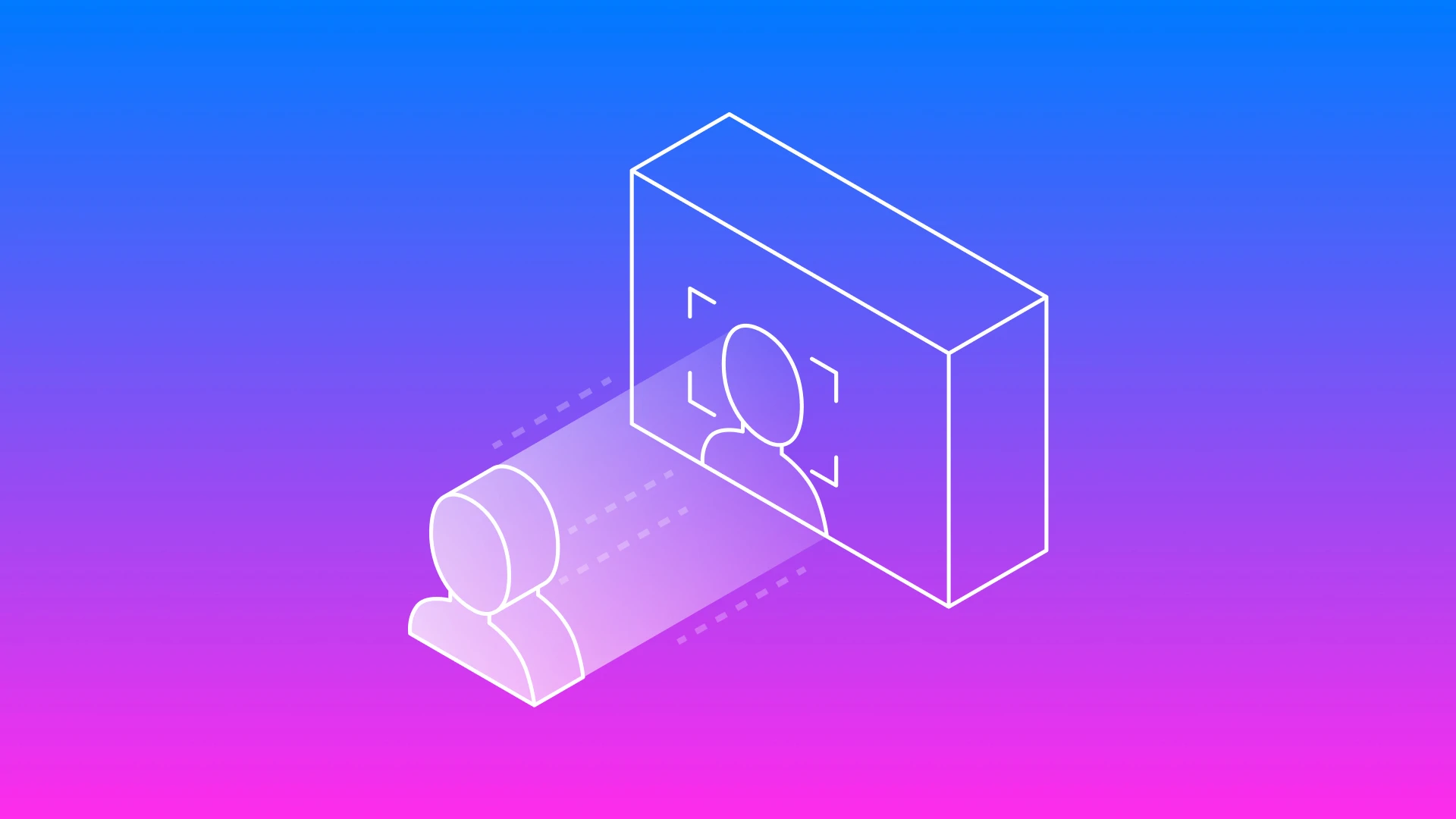 An isometric illustration representing identity-based security: a user silhouette is verified through a digital frame on a secure wall, symbolizing how organizations expand defense beyond their internal network.