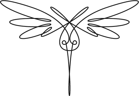 Black and white line art illustration of a hummingbird formed with just one line going in circles.