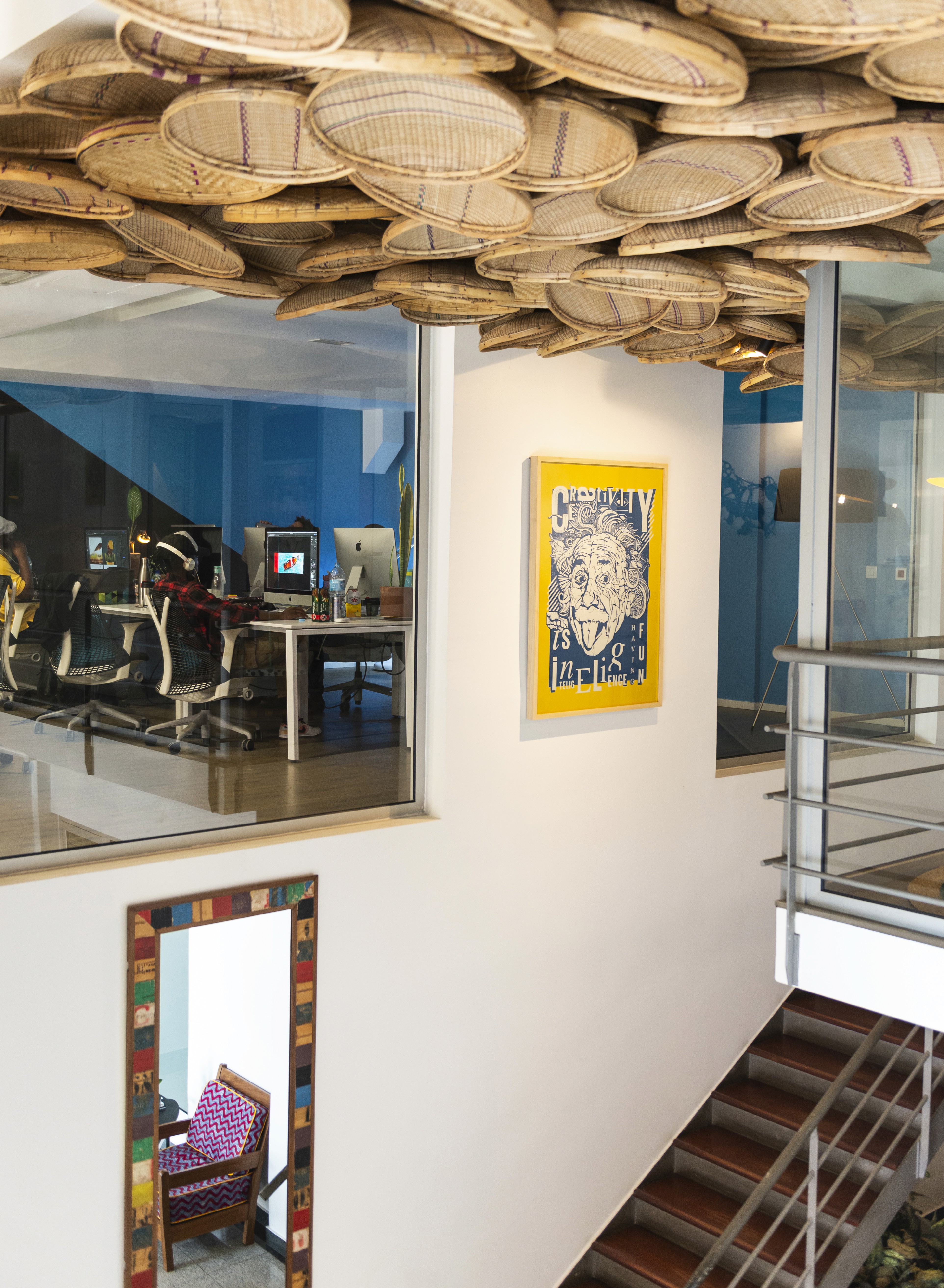 Two women laughing at work