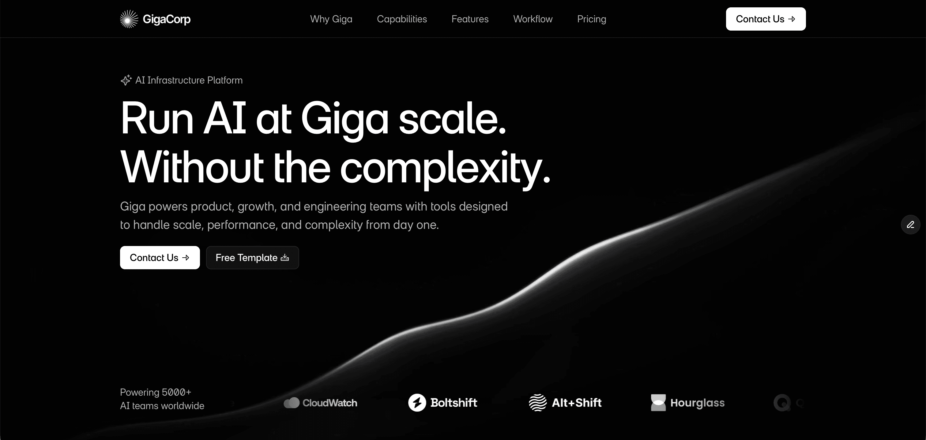 Giga Premium AI SaaS and Software Launch Framer Template Layout Preview