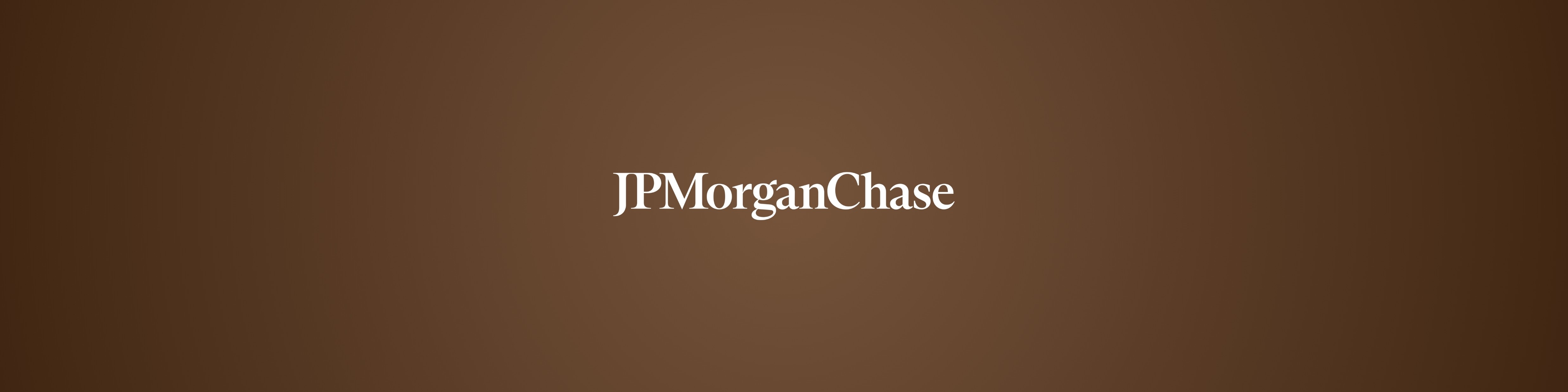 JPMorgan Chase logo in white lettering on a brown background.