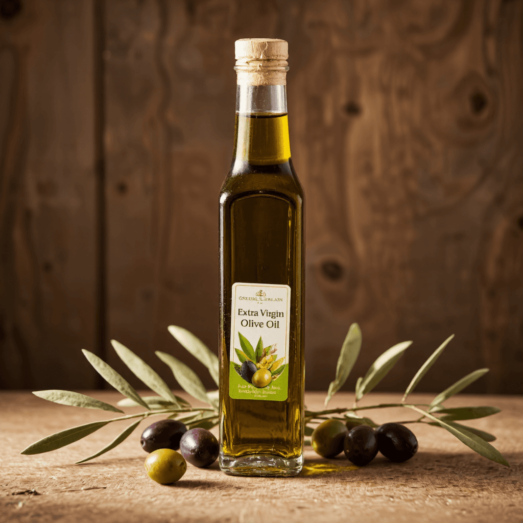 product photography of a bottle of extra virgin olive oil
