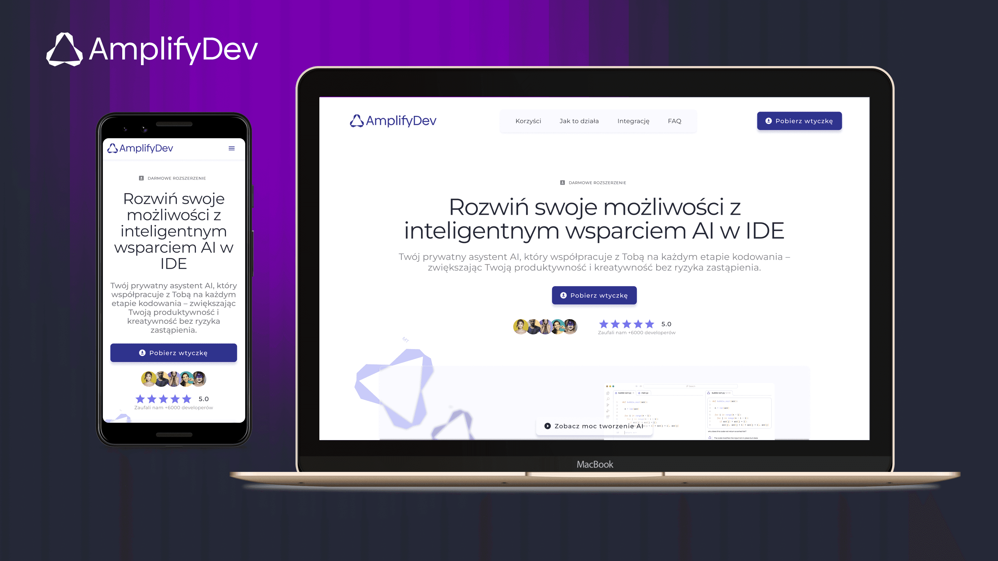 AmplifyDev – AI Coding Assistant Landing Page