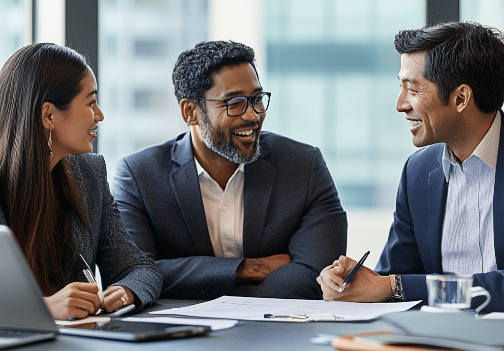 three managers are having a conversation