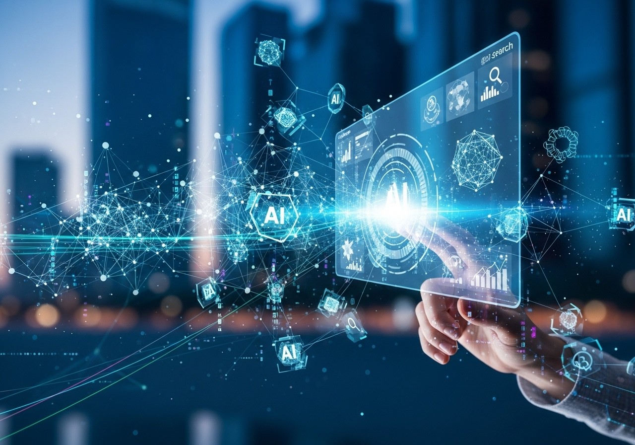 AI 시대의 새로운 검색 패러다임을 시각적으로 표현한 이미지