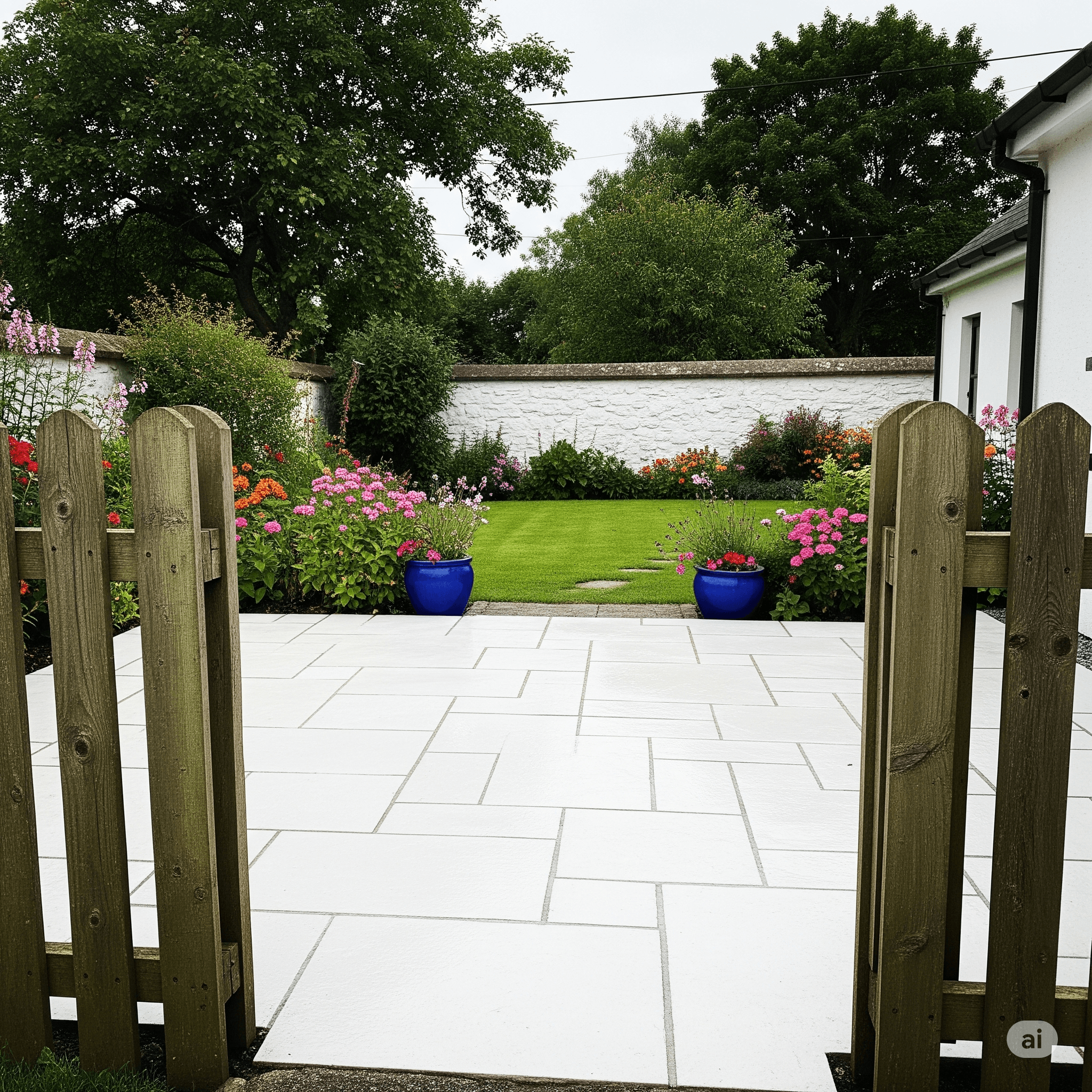 A Backyard Flooring after power washing