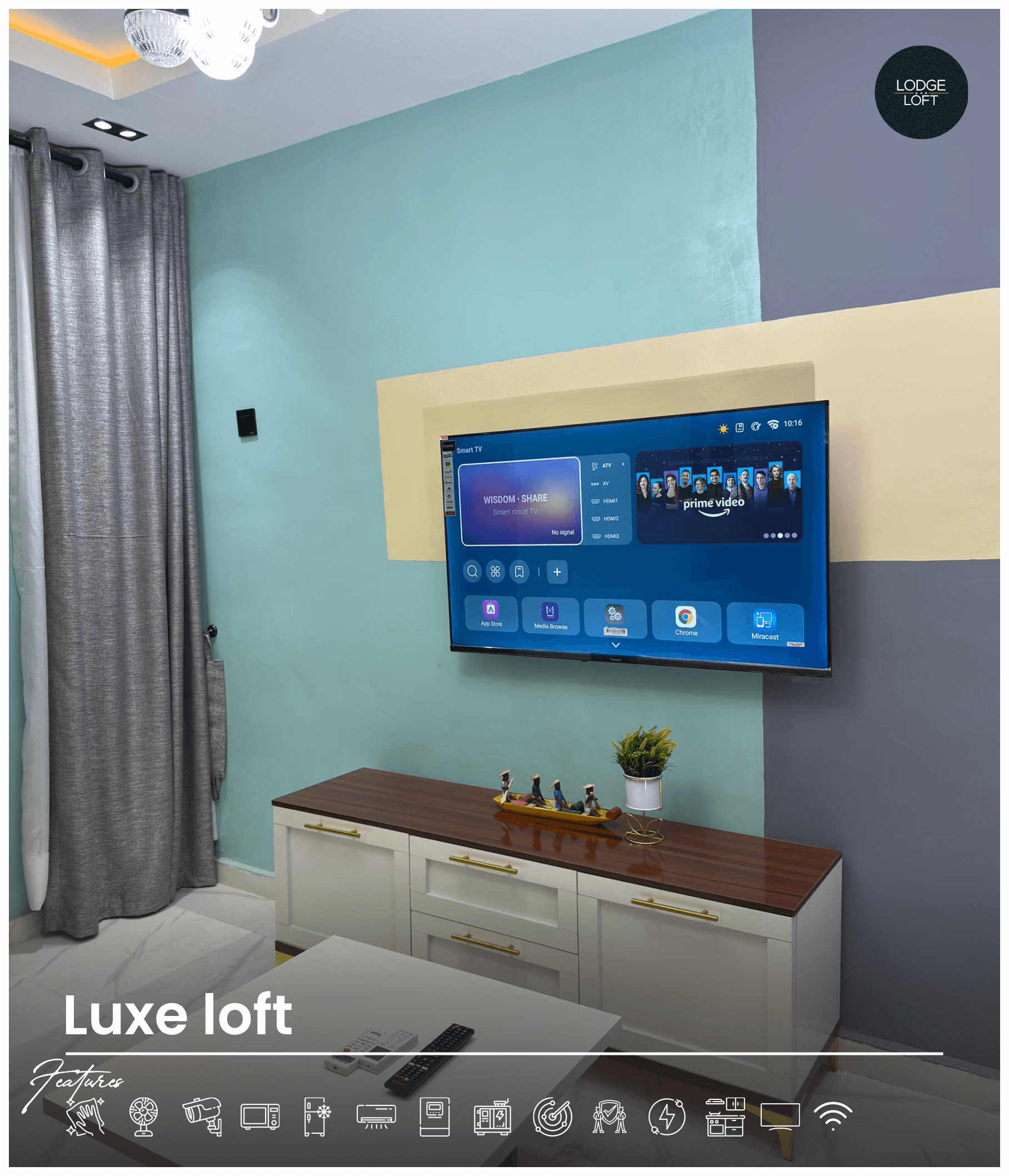 Living area at Luxeloft Isimi Apartment, one-bedroom shortlet with modern interior in Gbagada, Lagos