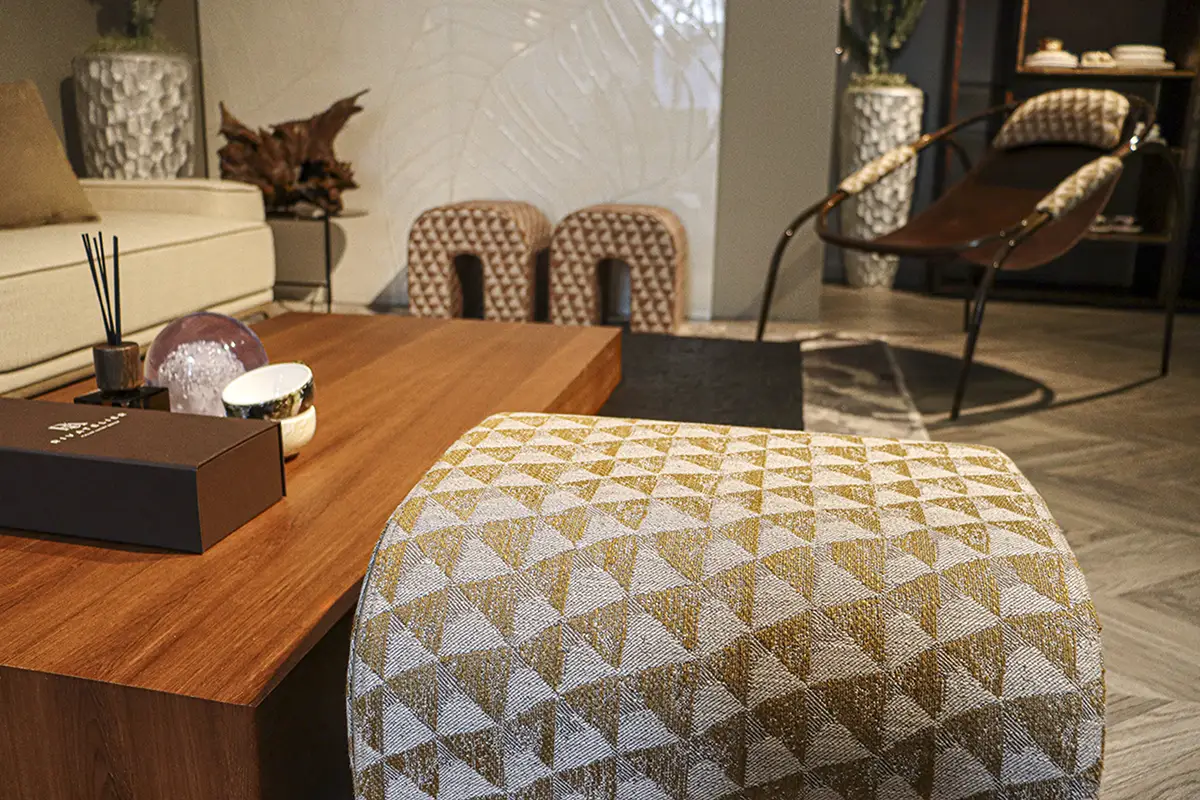 Contemporary pouf for luxury apartment in London.