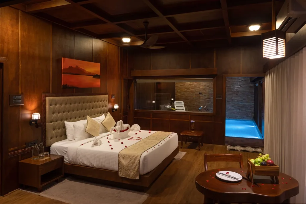 Indulge in the elegance of our Premium Pool Villa, featuring a luxurious king-sized bed and a private indoor pool—your perfect retreat at Au Revoir Wellness Resort