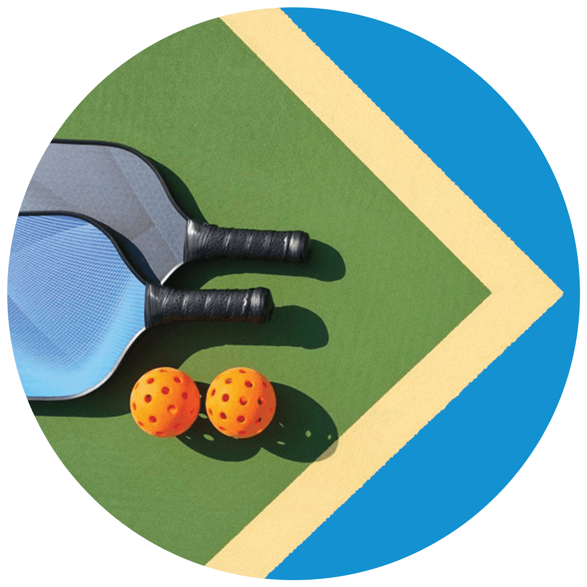 Pickleball on a court