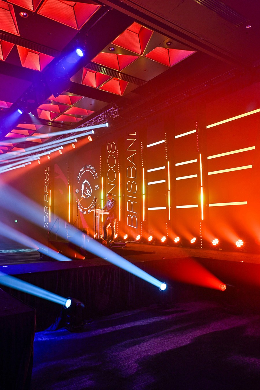 Lights, Visual & Audio set up for the Brisbane Broncos Season Launch Party