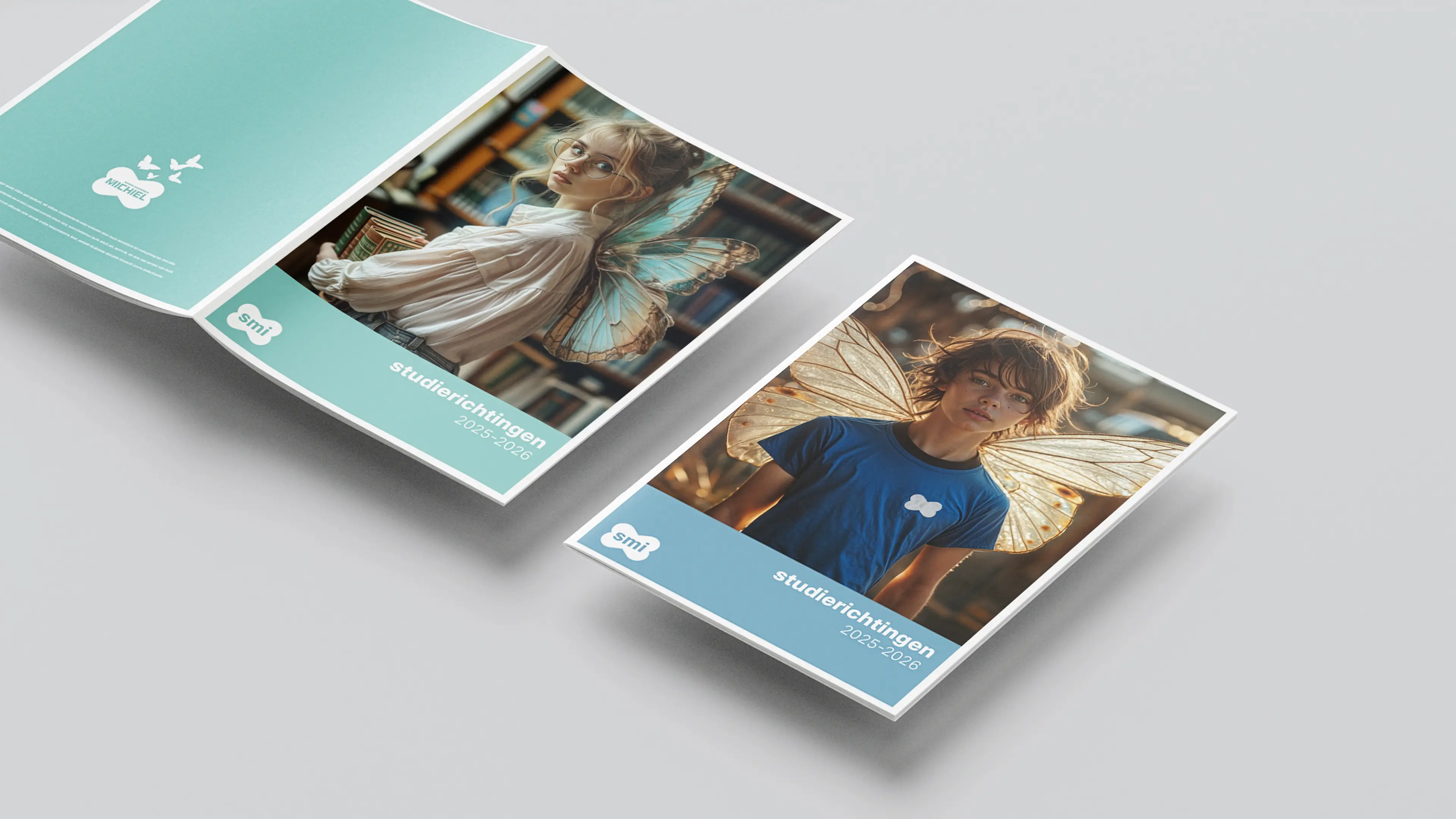 overzichtsbeeld van de cover en opengevouwen brochure