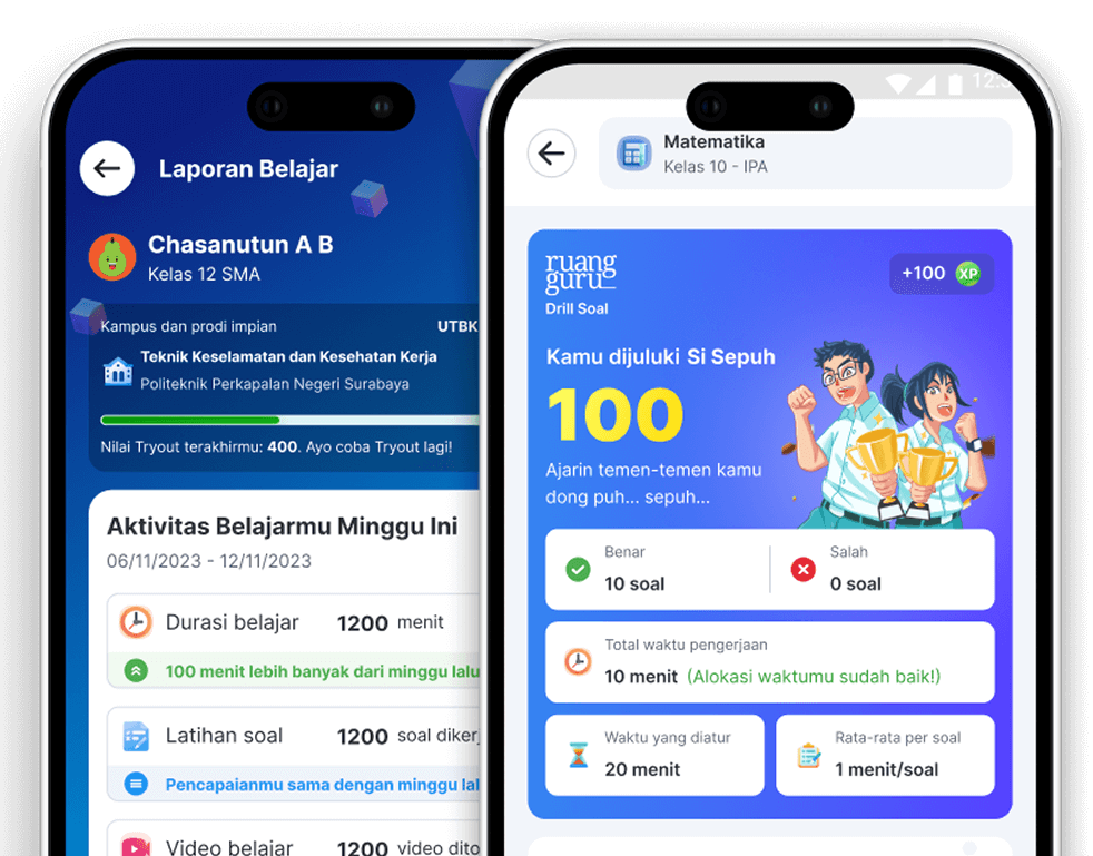 Desktop interface mockup of Ruangguru Learning Report System designed by Jodith Valerie