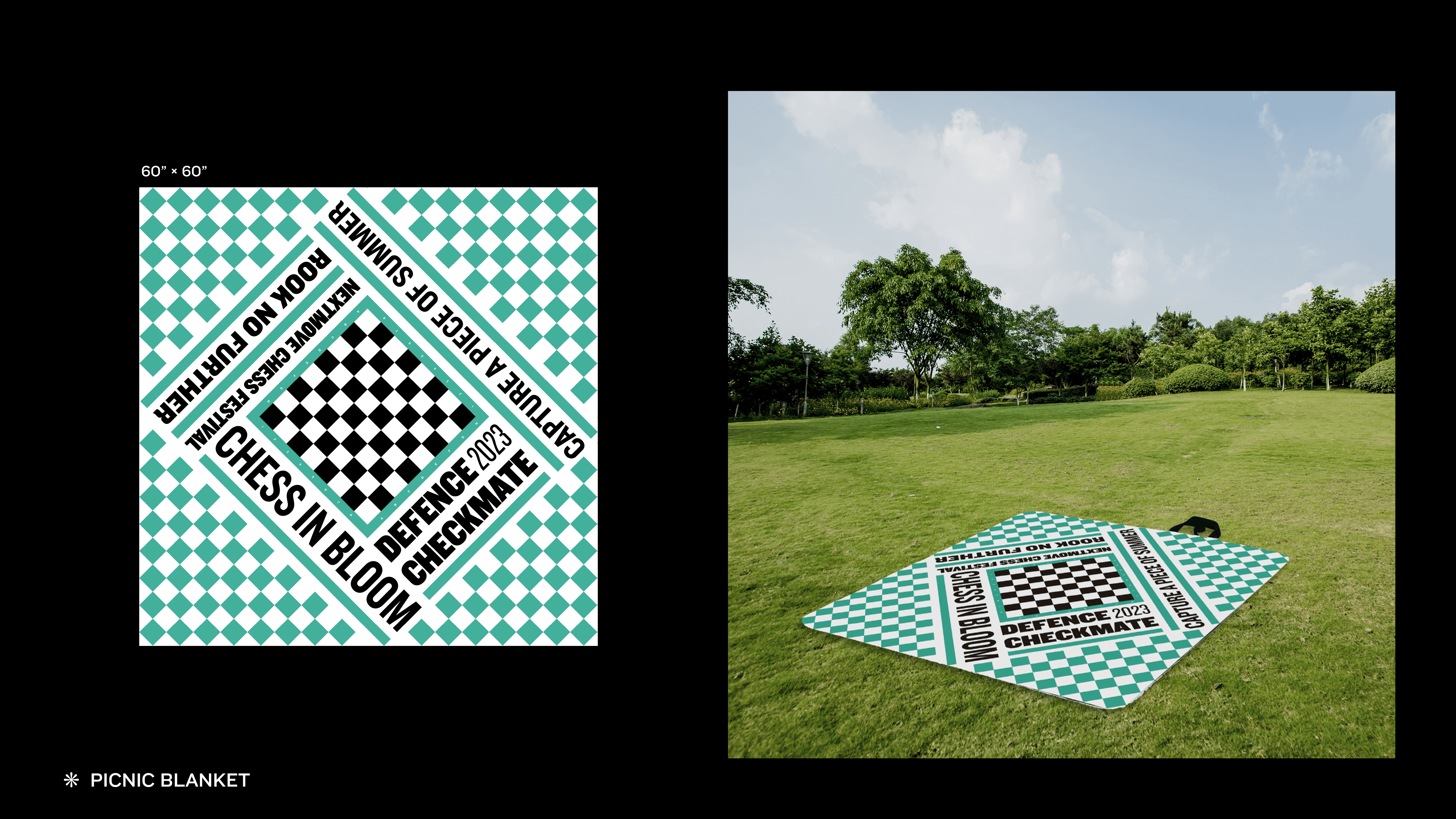 chess festival print on an outside blanket