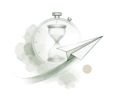 Timer with analoge timer inside with paper plane