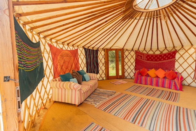 Inside yurt at Barcombe Yurts, Sussex