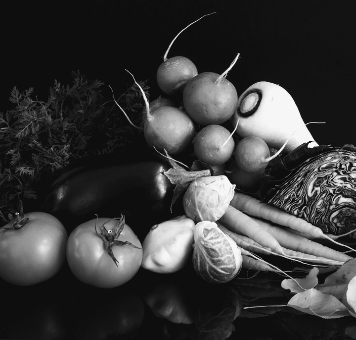 Fresh vegetables on a dark surface
