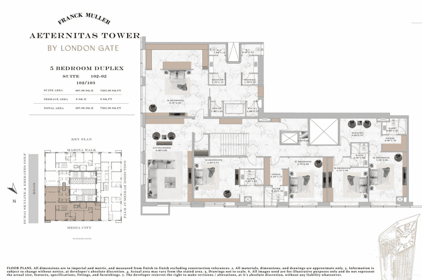 Franck Muller Aeternitas Tower at Dubai Marina 5 bedroom duplex