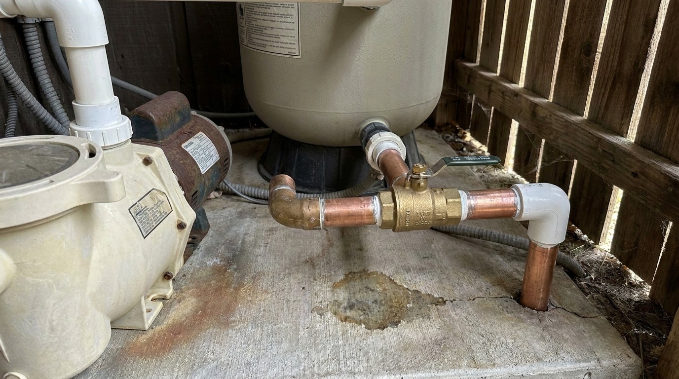 Residential pool operating after equipment repair