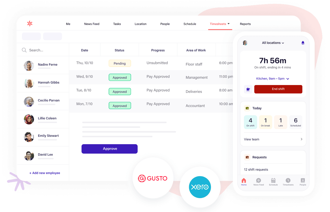 View timesheets, tasks, schedules, and more in Deputy