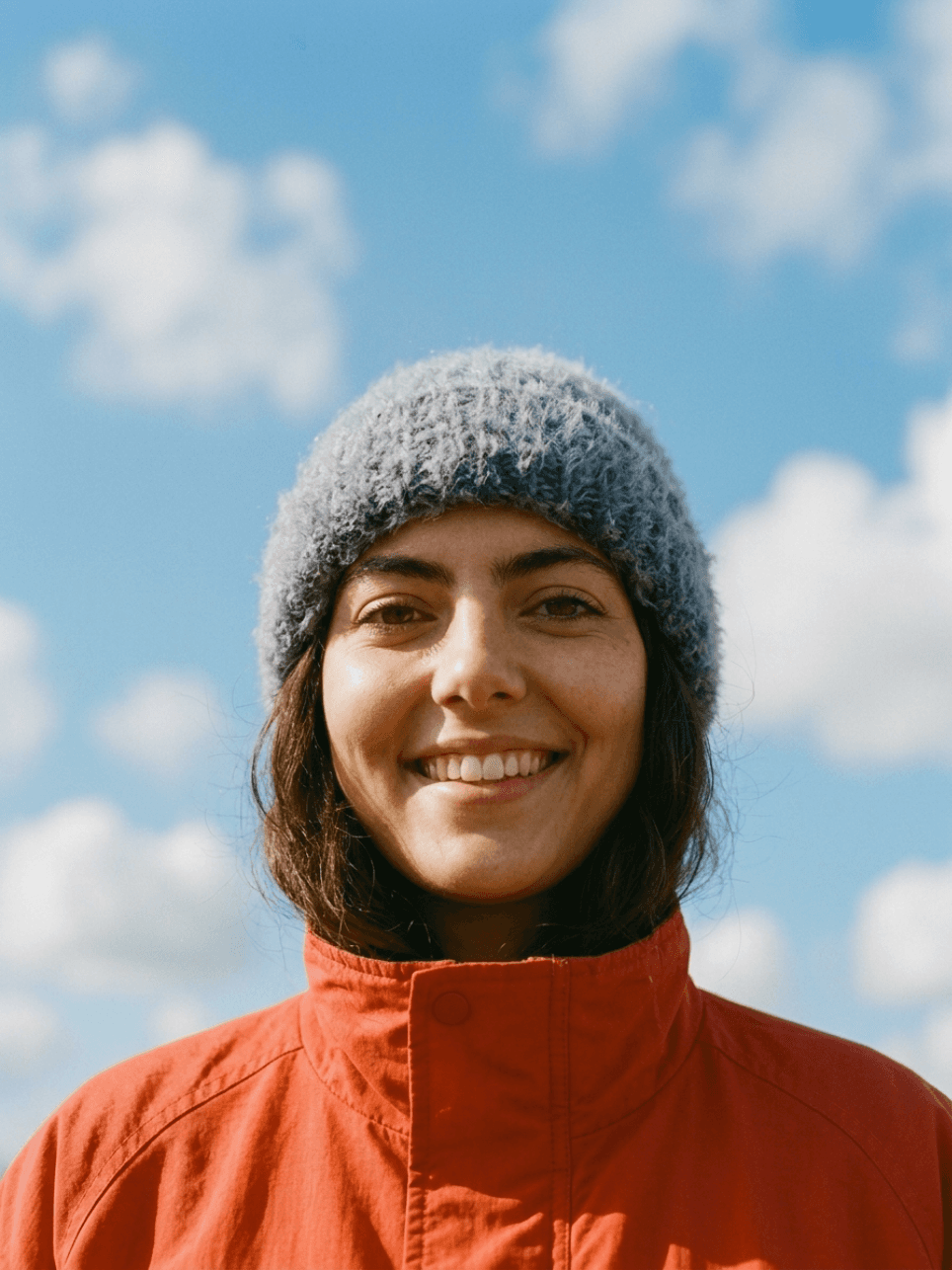 woman in red sweatshirt and black pants