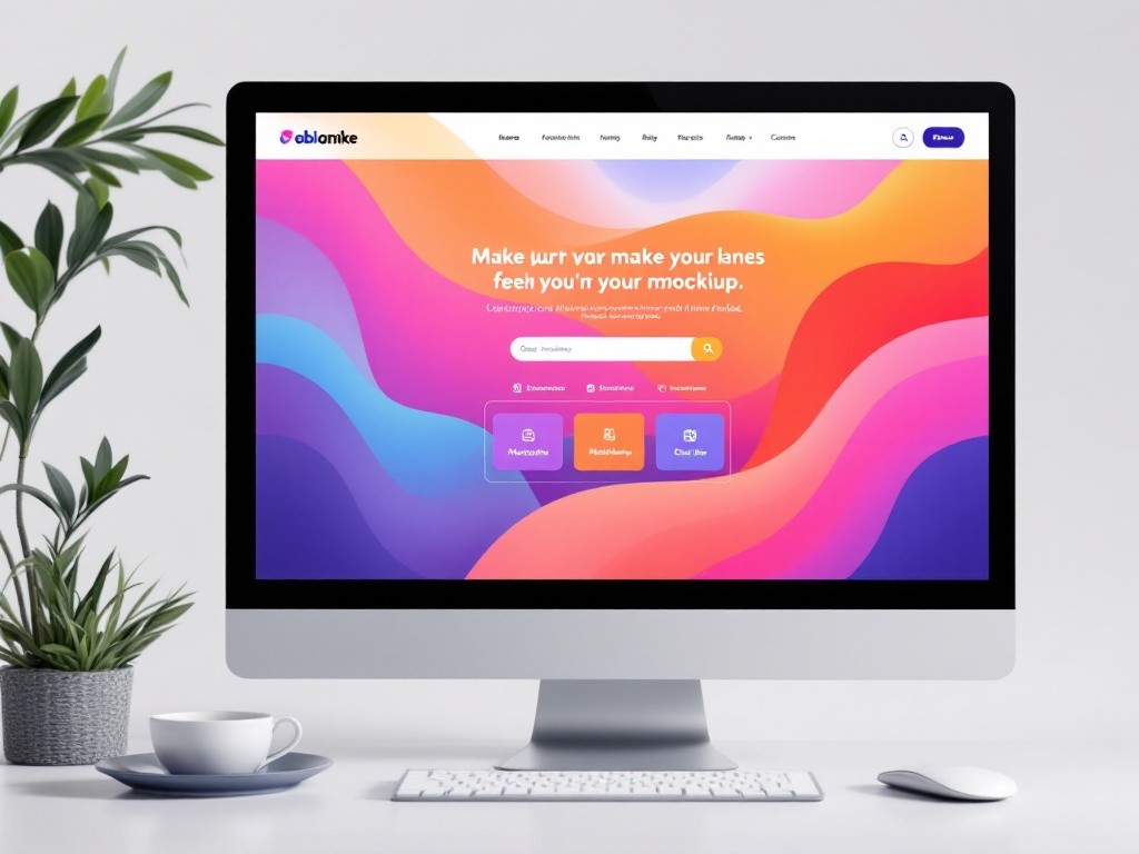 A computer displaying a website mockup.
