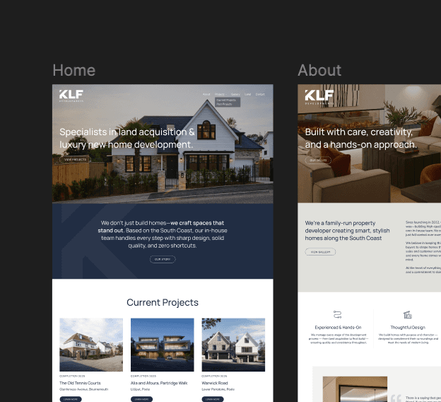 demonstration of Figma website designs