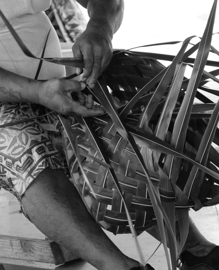 Traditional Samoan weaving using pandanus leaves in American Samoa, Pacific island culture near Pago Pago private jet charter destination