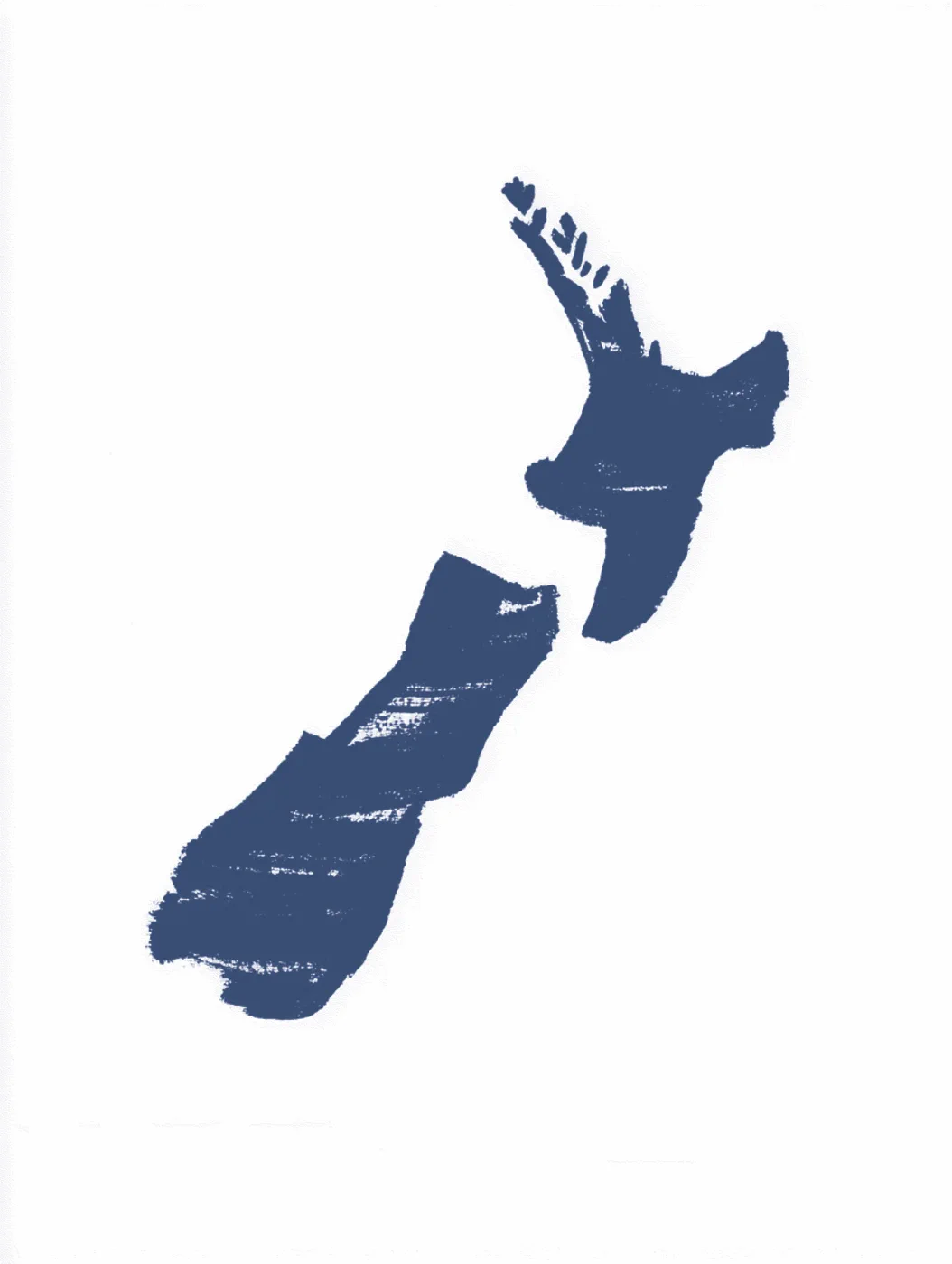 Blue map of New Zealand illustration