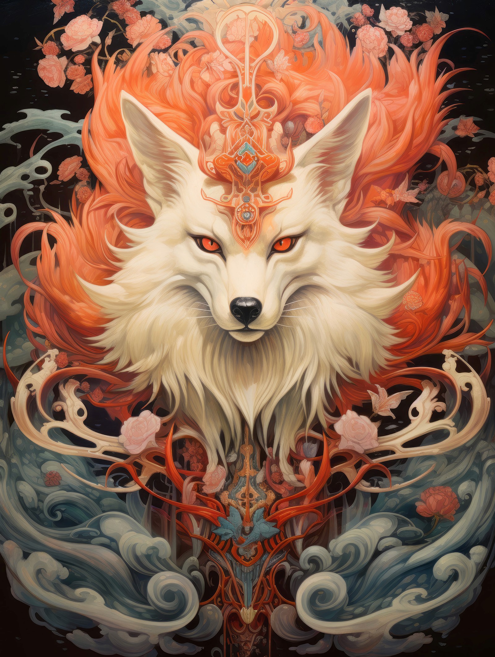 Folk Fable AI Ninetails painting print