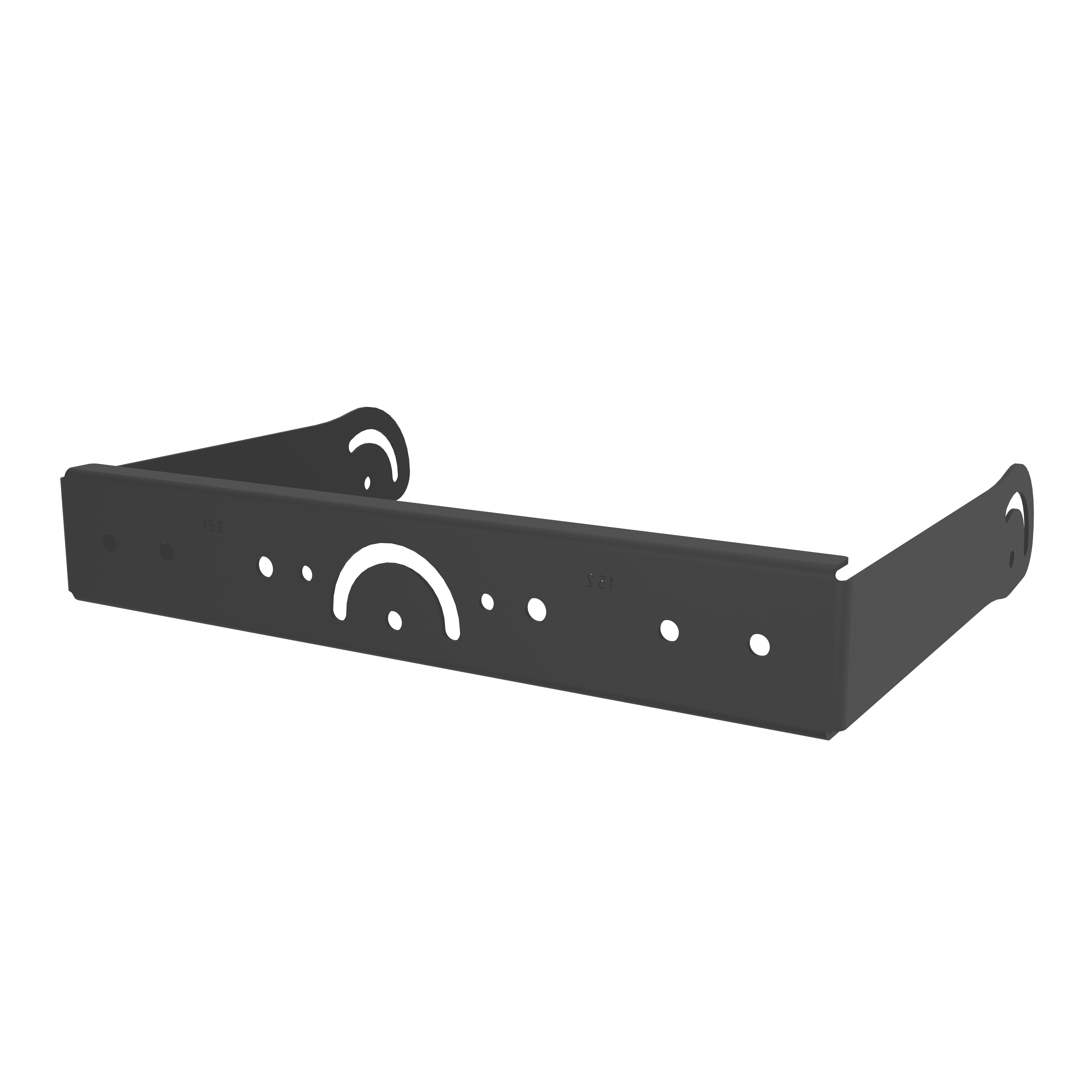 Black metal bracket with decorative cutouts