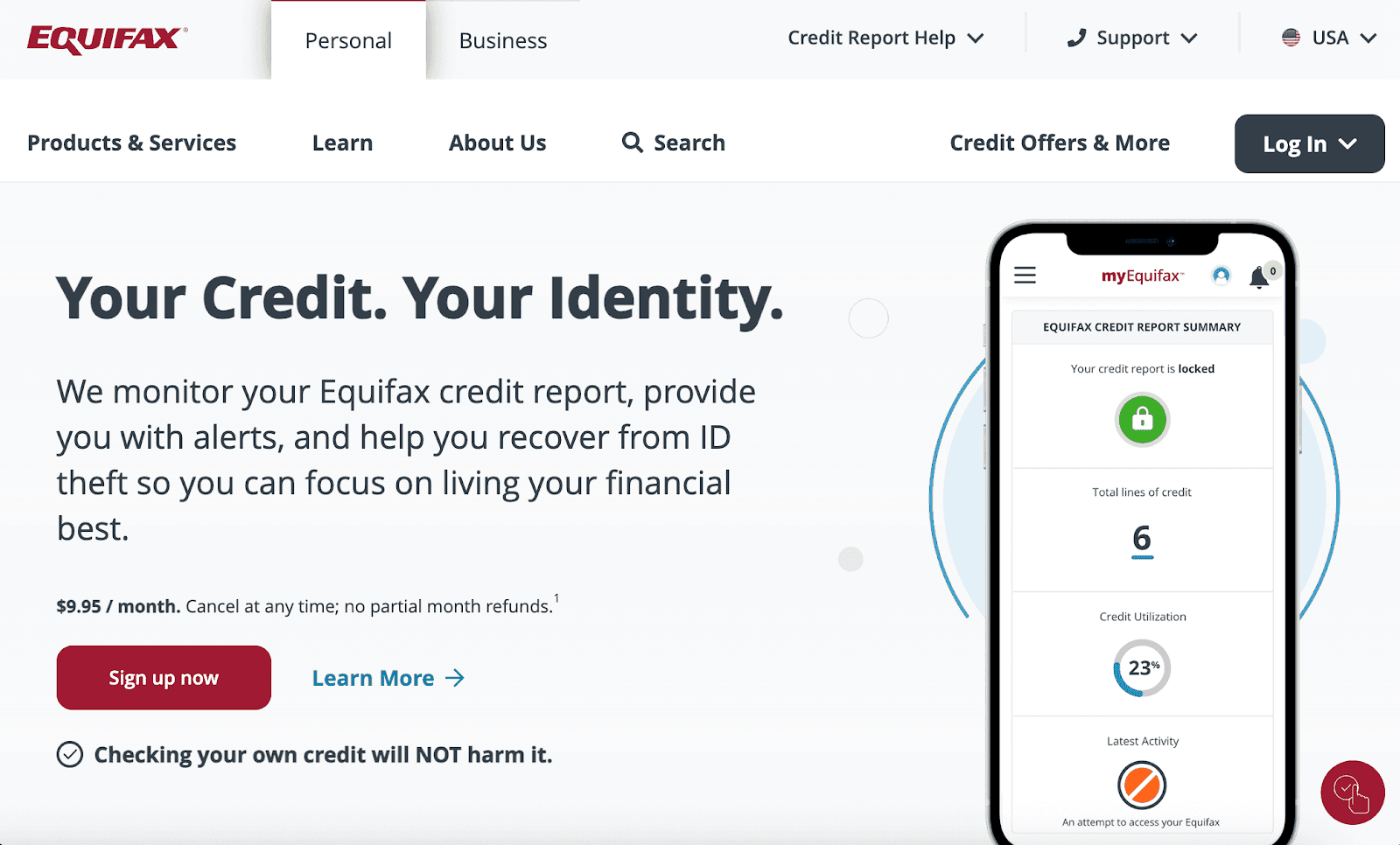 Equifax homepage