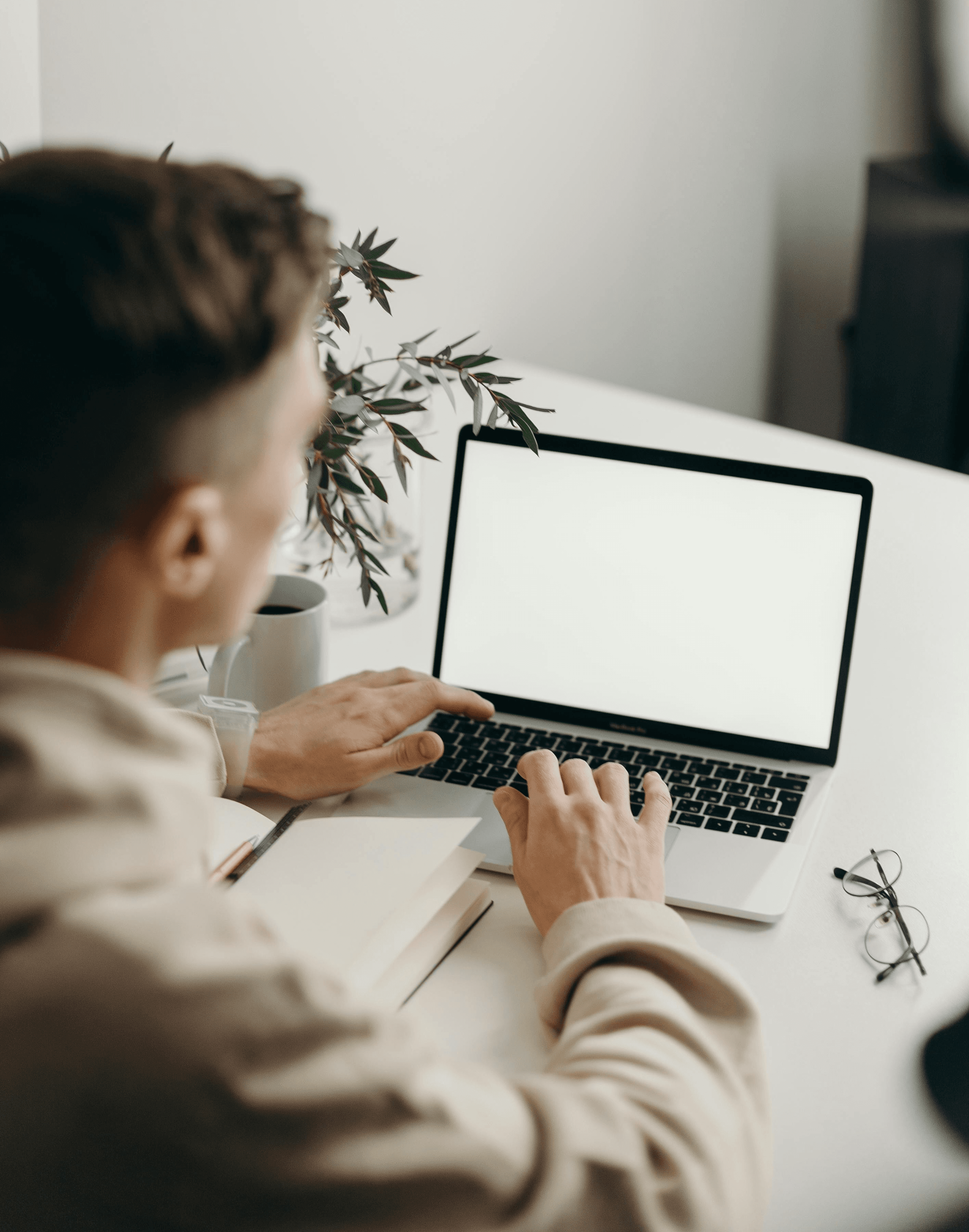 A man working at a computer