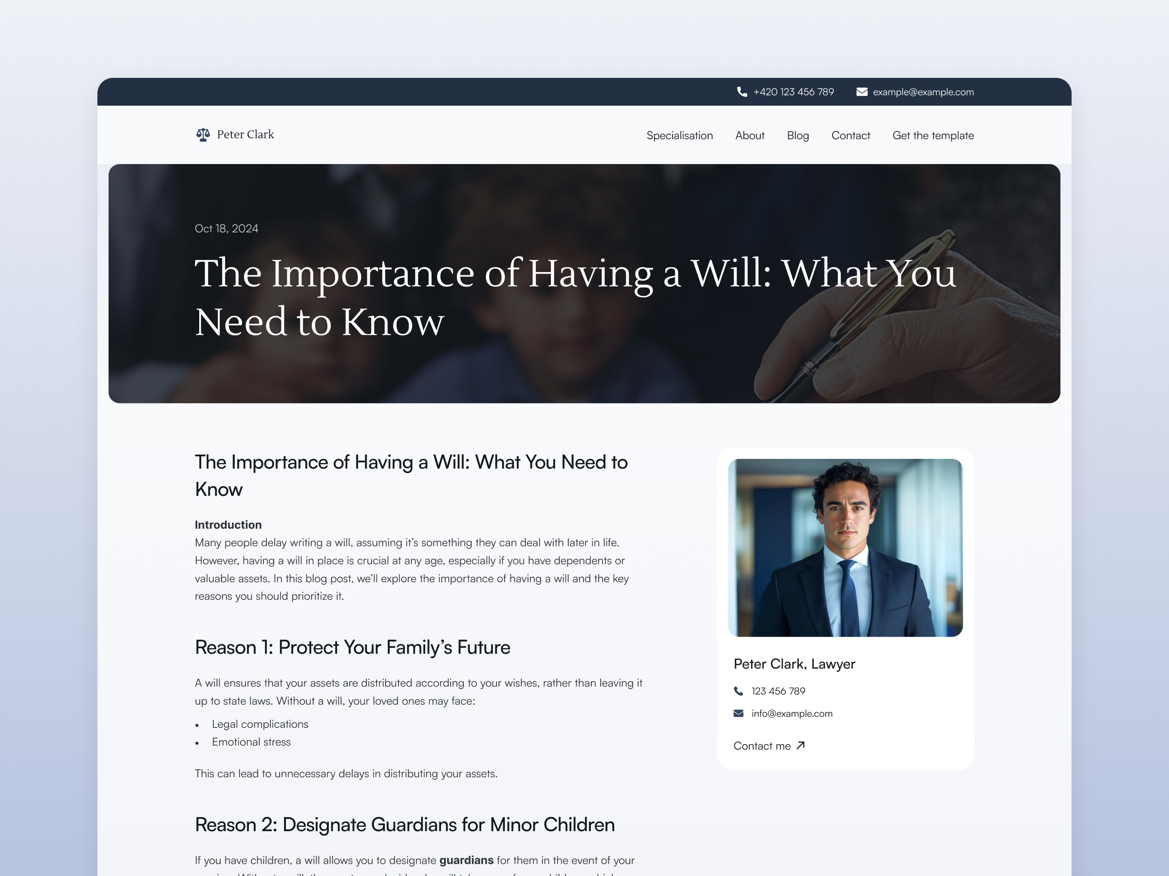 Blog Post Page Minimal Lawyer Website