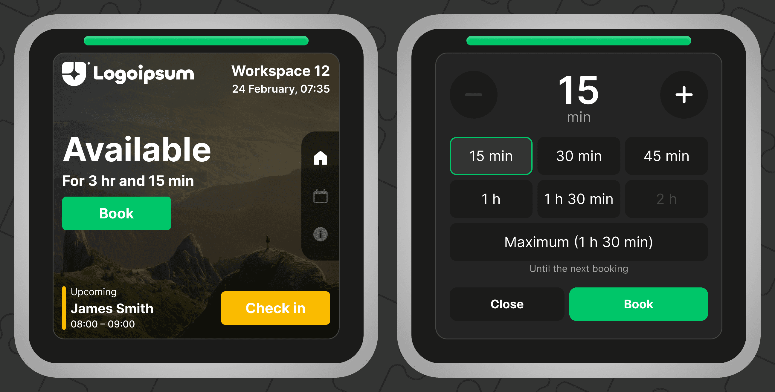 Booking panels UI