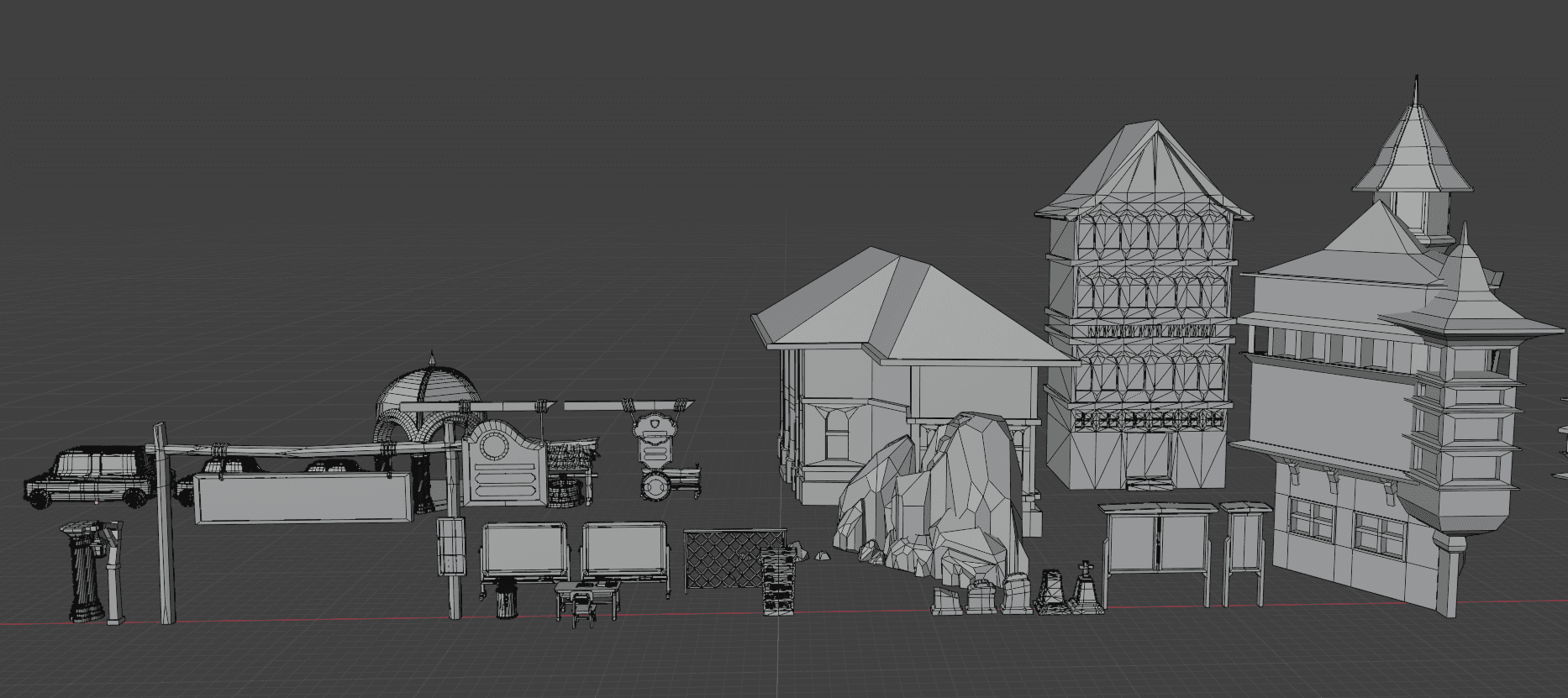 Ruby modular environment assets shown as wireframes