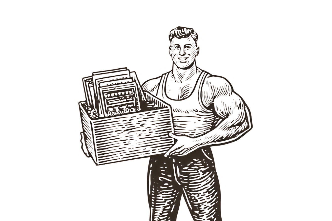 mover holding boxes drawing