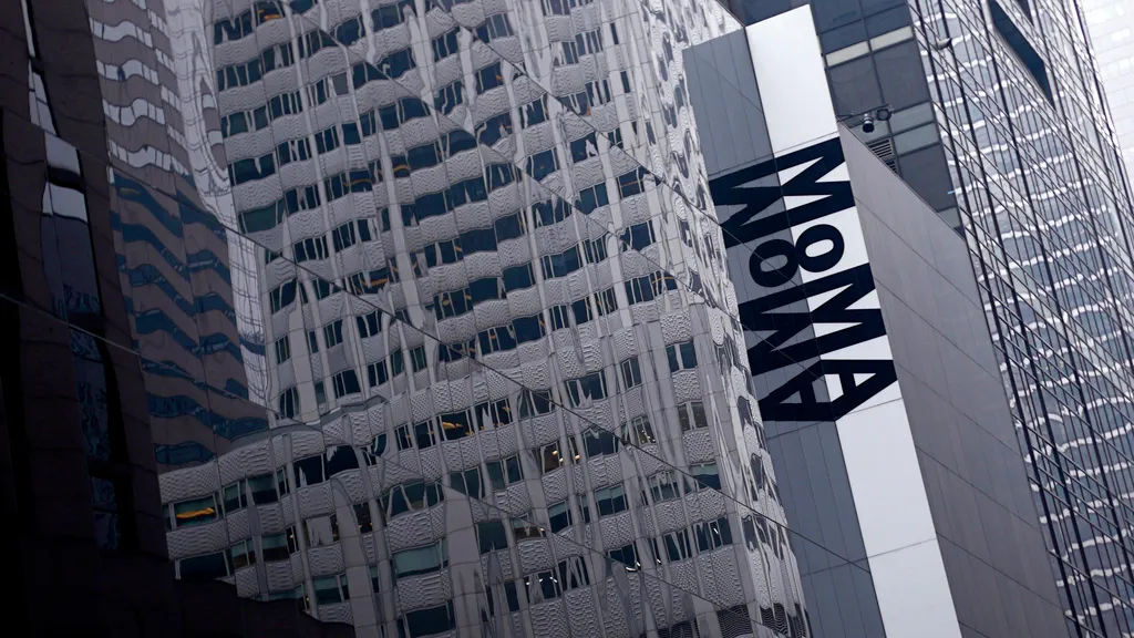 MoMA building with MoMA sign