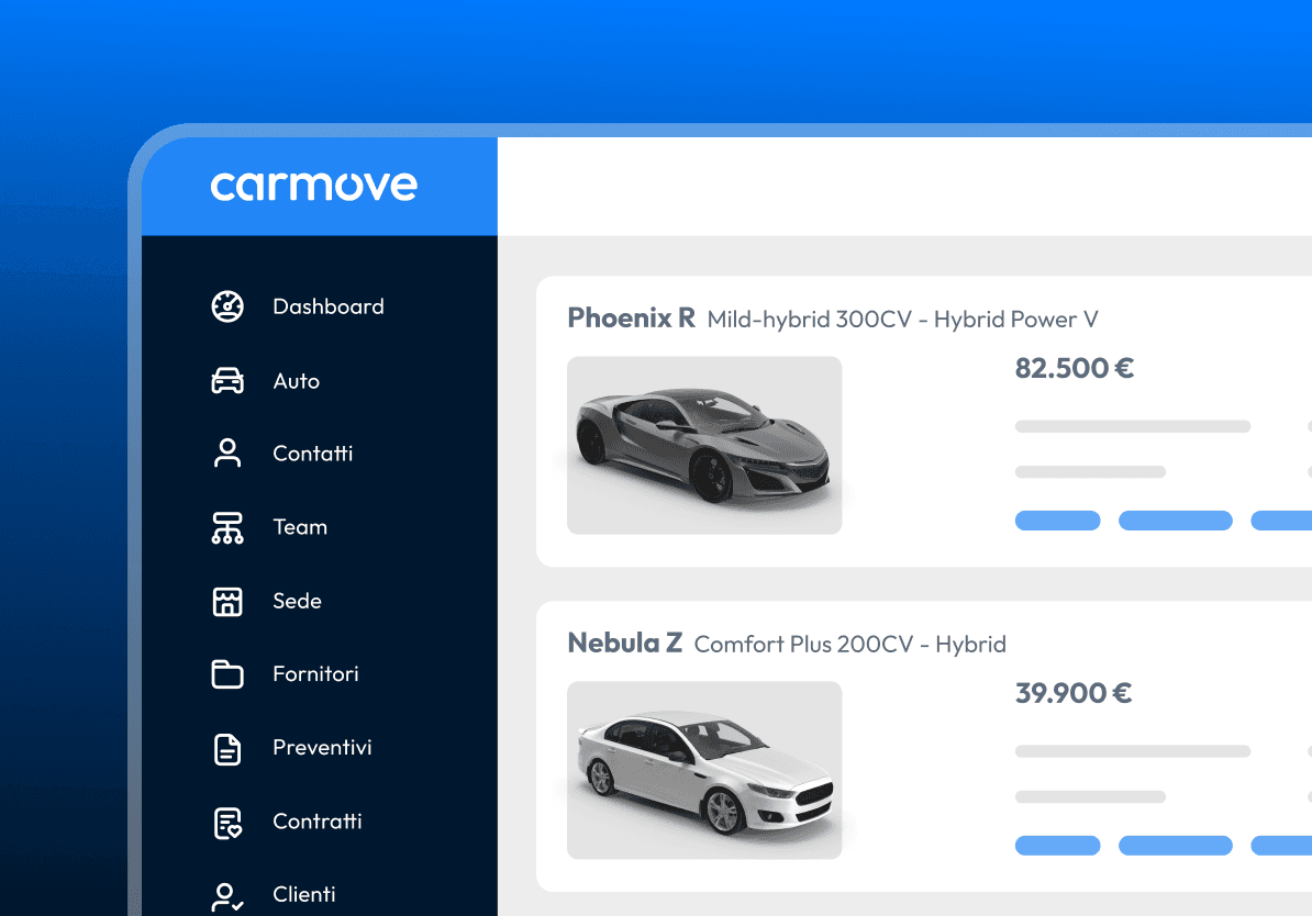 Mockup del gestionale Carmove