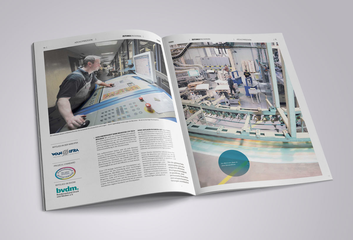 Imagebroschüre im Zeitungsformat – produziert auf hauseigenen Druckmaschinen