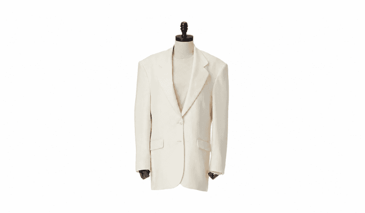 Plus size tomboy blazer featuring structured shoulders and a cream notch-lapel design